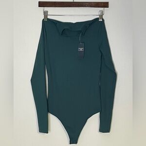 NWT Womens XS Abercrombie& Fitch green mock turtleneck long sleeve body suit
